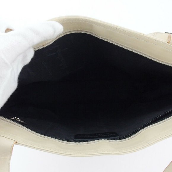 AUTHENTIC Salvatore Ferragamo tote bag check beige canvas - Picture 9 of 9